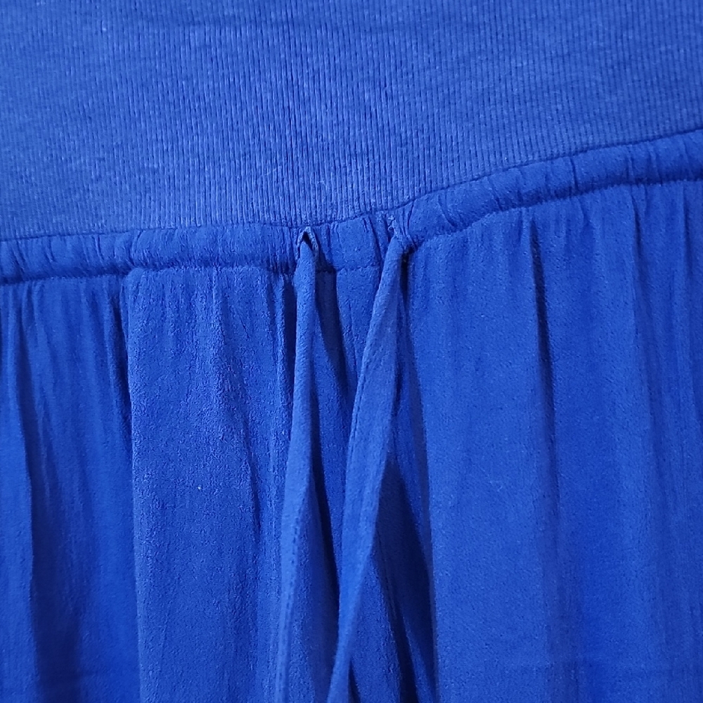Olivaceous Royal Blue Wide Leg Pants, Womens Large High Rise Pull On - Picture 5 of 6